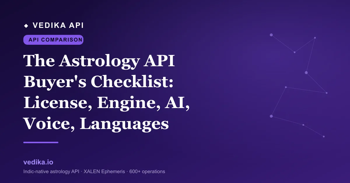 The Astrology API Buyer's Checklist: License, Engine, AI, Voice, Languages
