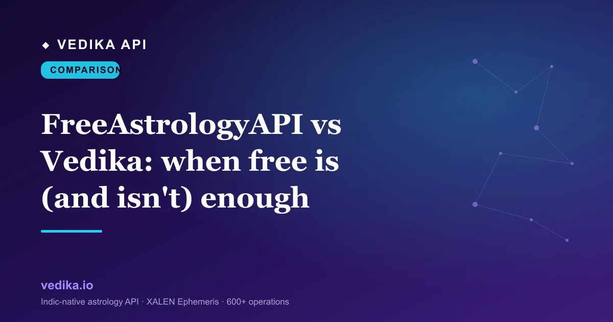 FreeAstrologyAPI vs Vedika: when free is (and isn't) enough