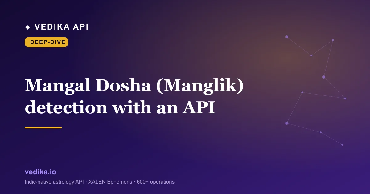 Mangal Dosha (Manglik) detection with an API