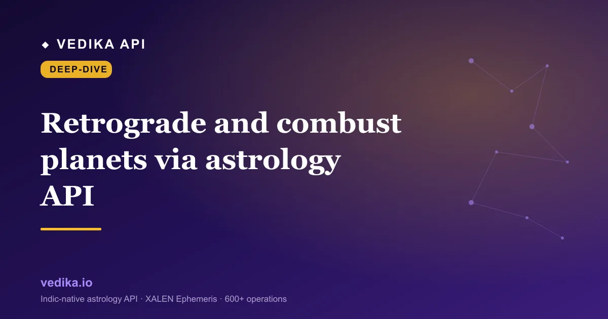 Retrograde and combust planets via astrology API