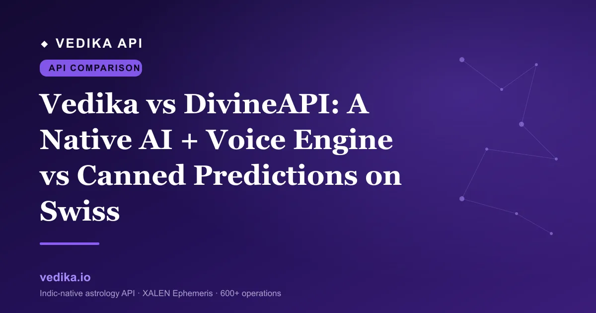 Vedika vs DivineAPI: A Native AI + Voice Engine vs Canned Predictions on Swiss